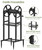 Mokeyder Freestanding Garden Hose Reel holds 125ft Hose of 5/8" with 4 Hooks, 4-Spike Outdoor Hose Holder with 3.9ft Leader Hose & Brass Fitting, Detachable Metal Hose Stand with Storage Rack, Black