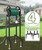 Mokeyder Freestanding Garden Hose Reel holds 125ft Hose of 5/8" with 4 Hooks, 4-Spike Outdoor Hose Holder with 3.9ft Leader Hose & Brass Fitting, Detachable Metal Hose Stand with Storage Rack, Black
