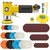 1/2/3 Inch Air Sander Sets For Car Polishing, High Speed Air Mini Polisher, Pneumatic Mini Orbital Sander Set with 27 Polishing Buffing Pads,30 Sandpapers
