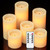 Eldnacele LED Flameless Flickering Candles Optical Fiber Wick with 10-Key Remote Control Timer, Battery Operated Wax Candles Set of 6 Decoration(D3 x H3 4" 5" 6" 7")