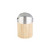 axentia Bonja Cosmetic Bin Made of Bamboo and Stainless Steel Matt Brushed Swing Lid Bin Small Cosmetics Mini Bin with Insert Bathroom Waste Bin 0.8 litres Silver/Wood Colour 12 x 12 x 16.5 cm