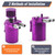 muge racing Universal Oil Catch Can Tank Kit Polish Baffled Reservoir with Breather Filter with 3/8" Fuel Line, Aluminum, Purple, 400ml