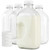Stock Your Home Half Gallon Glass Milk Bottle with Lid (4 Pack) 64 Oz Jugs and 8 White Caps, Reusable Food Grade Milk Container for Refrigerator, Bottles for Juice, Oat or Plant Milks, Water, Honey