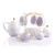 Sweejar Porcelain Tea Sets, 8 OZ Cups & Saucer Service for 4, Teapot Sugar Bowl Cream Pitcher Teaspoons and Tea Strainer for Adult Tea Coffee Afternoon Party (Purple)