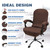 NeColorLife Stretchable Office Chair Cover with Armrest Covers – High-Back Desk Chair Slipcover, Checked Jacquard Fabric, Washable (Large Size, Coffee)