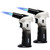 Butane Torch Lighter, 0-90°Rotating Angle Butane Lighter, Refillable Kitchen Torch with Safety Lock, Adjustable Flame for Soldering (White & Black-2 Pack)