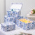 Briful Blue and white Porcelain Storage Boxes, Photos Storage Boxes with Lids 4 in 1 Set Water-proof Gift Boxes Sets Decorative Multiple Size Storage Bins for Clothes/Shoes/Office/Cosmetic/Books