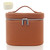 KJMYYXGS Leather Makeup Bag with Dividers Make Up Organizers with Compartments and Handle for Vanity Travel Makeup Countertop Case (brown)