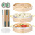 MacaRio Bamboo Steamer Basket Set 10 inch Steamer for Cooking, with Side Handles Chopsticks Ceramic Sauce Dishes Paper Liners, for Dim Sum Dumplings Buns Seafoods Rice Asian Foods MacaRio Bamboo Steamer Basket Set 10 inch Steamer for Cooking, with Side Handles Chopsticks Ceramic Sauce Dishes Paper Liners, for Dim Sum Dumplings Buns Seafoods Rice Asian Foods