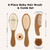 Yoofoss 4 Piece Baby Hair Brush and Comb Set, Wooden Baby Hair Brush with Natural Ultra Soft Goat Hair, Baby Comb Set for Boy, Girl - Walnut