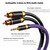Veimeitk 3.5mm Aux to RCA Audio Cable Audiophile 24K Gold-Plated Pure Copper Shell Braided Hi Fi Stereo Y Cord for Smartphones MP3 Tablets Speakers HDTV Purple (3.5mm Straight to 2 RCA, 3.2FT/1m)