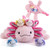 gnomantic 5 Pieces Axolotl Stuffed Animals with Babies Inside Belly - 1 Mommy Stuffed Axolotl with 4 Babies - Pink Axolotls Plush Toy for Kid Age 3-8, Gift Ideal for Christmas, Valentine's, Birthday
