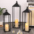 MATAHUM 22'' 19'' 17'' Lanterns Decorative Outdoor Indoor, Set of 3 Black Metal Candle Lanterns Christmas Lanterns Modern Farmhouse Floor Lantern Decor for Room, Porch, Mantle, Patio, Garden