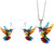 Hummingbird Necklace and Earring Set for Women Colorful 2D Acrylic Dangle Earrings Lightweight Colibri and Pendant Necklace Unique Bird Lover Gift Jewelry