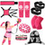 Honoson 7 Pcs Volleyball Training Equipment Aid Volleyball Serving Trainer Kit Gifts for Beginners (Pink,Girls)