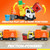 JOYIN Large Friction Powered Garbage Truck Toy Set, Includes Dumpster, Trash Bins, and Learning Cards for Kids, Orange