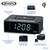 Jensen QiCR-200 Dual Alarm Clock Radio with Qi Charging, White, 9.40in. x 5.00in. x 3.00in.