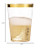 Munfix Gold Plastic Cups - 16 Oz Clear Tumblers with Gold Rim - Elegant Disposable Wedding & Party Cups