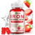 ZHPHK Iron Supplement Gummies, 65mg Iron for Women Men Kids, Natural Vegan Iron Gummy with Folate Gentle on Stomach, Gluten Free, Energy Support & Immune Health, 60 Gummies
