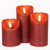 Eldnacele Red Wax Flameless Flickering Candles with 6H Timer, 3D Wick Realistic Battery Operated Pillar LED Candles Set of 3 for Easter Home Wedding Party Christmas Decoration (D3” x H4”5”6”)