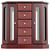 RR ROUND RICH DESIGN Jewelry Box - Made of Solid Wood with Cabinet Type 5 Drawers Organizer and 2 Separated Open Doors on 2 Sides and Large Mirror Brown