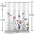 AWERT No Hook Shower Curtain with Snap in Liner Watercolor Floral Shower Curtain and Liner Set Double Layers Waterproof Fabric and See-Through Top Window Bathroom Decorative 71x74inch