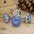 Ajuny Set of 25 Ceramic Knobs Colorful Blue for Kitchen Cabinets Bathroom Cupboards Dresser Drawers Chest Handmade Pottery Decorative Knobs