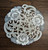 Doily Boutique Round Doily with Cutwork Gray and Silver Roses on Material Size 11 inches Doily Boutique Round Doily with Cutwork Gray and Silver Roses on Material Size 11 inches