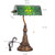 SYETL Tiffany Banker Lamp Small Stained Glass Table Lamp Tiffany Style Piano Light Green Wisteria Leaf Style Desk Lamp Angle Adjustable 10.6X15.7 Inch for Home Office Living Room Bedroom