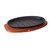 Cast Iron Steak Plate Sizzle Griddle With Wooden Base Steak Pan Fajita Grill Plate (Oval 10 inch)