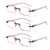FEIVSN 3-Pack Rimless Reading Glasses For Women, Lightweight Spring Hinge Readers, Classic Elegant Artistic Eyeglasses UV 400 (Red 3.0 Etc)