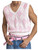 BEAUDRM Men's Plaid Geometric Sleeveless Knitted Sweater V Neck Crochet Pullover Sweater Vest Pink Medium
