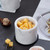 NHKRTE Marble Sugar Bowl with Lid & Spoon, Sugar Container 11oz,Sugar Dispenser Handcrafted from Natural Marble, Smooth Inside (light white grey)