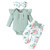 GDTOGRT Baby Girl Clothes Infant Outfit Ruffle Sleeve Romper and Floral Pants with Headband Cute Baby Clothes for Girls 3-6 Months - Green