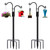 STAUKOK Double Shepherds Hooks for Outdoor 2 Pack 60 Inch New Version Bird Feeder Pole with 5 Prongs Base, Heavy Duty Garden Hook for Hanging Plant, Lantern, Hummingbird Feeder