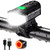 Bike Lights Set 1500LM USB Rechargeable Bicycle Headlight & Tail Light Waterproof 5 Lighting Modes Fits Bicycles for Road and Mountain(Cool Black)