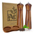 Wooden Salt and Pepper Grinders Set Mill with Tray, Premium Acacia Wood, 100% Plastic Free, Adjustable Coarseness with Stainless Steel and Ceramic Core, Great Gift, 8” Set of 2