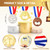 Honeydak Medal Shaped Flat Bottle Opener Winner Award Metal Wine Beer Opener Gold Silver Copper Medal Trophy Opener with Neck Ribbon for Bar Bartender Men Kitchen Restaurant Party(18 Pieces)