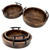 Handmade Round Wooden Serving Tray Set of 2 Rustic Deep Design with Metal Handles, Perfect for House Parties, Kitchen Use, Coffee Table & Home Décor Gift