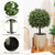 Veryhome Artificial Topiary Boxwood Trees Set of 2, 23.6inch Artificial Potted Shrubs, Faux Ball Plants White Fruits in Pot for Indoor and Outdoor, Home, Garden Decor(Green)