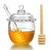 kanpura Honey Pot with Dipper and Lid, 6oz Mini Glass Honey Jar, Crystal Syrup Dispenser for Christmas Home Kitchen Decor
