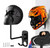 SANGMO Metal Skull Helmet Holder, Motorcycle Helmet Rack 180 Degree Rotation Wall Mount with 2 Hooks for Motorcycle Bike Baseball Rugby - Black