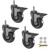MALLLALA Set of 4 Caster Wheels with Locking,Heavy Duty 5/16"-18UNC Threaded Stem Casters,Mute Rubber Swivel Wheels with Brake,Industrial/Furniture Wheels,150lbs Load Capacity Per Castor