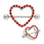 Excepro 2PCS 14G(1.6mm) Nipple Barbell 316L Surgical Stainless Steel Red Heart Shape Body Nipple Piercing (Red)