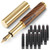 Andibro Handcrafted Wooden Fountain PenShort Paragraph (85mm) Pocket Mini Travel Fountain Pen Fancy Pens with 15 Pcs 2.6mm Black Ink Cartridges for Journaling Office School Supplies (Brown)