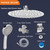 NearMoon Shower Head with Hose, High-Pressure Stainless Steel 8'' Rain Shower and 5 Settings Handheld Shower Spray Combo with Push Button Flow Control for Easy Operation (Chrome)
