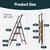 WOA WOA 3 Step Ladder, Ladders for Home, Anti-Slip Pedals, Aluminum Step Stool Foldable, Lightweight to Move, Ease of Storage, Reach 8ft for Closet Kitchen Library, Hold 300lbs - Black&Wood Grain