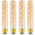 Grensk E26 40 Watt Long Light Bulb,7.3inch Tubular Light Bulbs Dimmable,4W T10 LED Edison Bulbs 400LM,2700K Warm White Antique Spiral Filament Type T Bulb,110V,Amber(4-Pack)