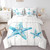 Feelyou Blue Starfish Beach 7 Pieces Bedding Set Coastal Beach Ocean Queen Comforter Set with Sheets for Boys Girls Kids Ocean Marine Bed in a Bag Nautical Sea Creatures Bed Set Hawaiian Sealife
