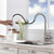 RICINUN Kitchen Faucet with Pull Down Sprayer, Brushed Nickel Stainless Steel Kitchen Sink Faucet, Single Handle 1 or 3 Hole Pull Out Sink Faucet for Bar Laundry RV Farmhouse, RC-KYT010L-D